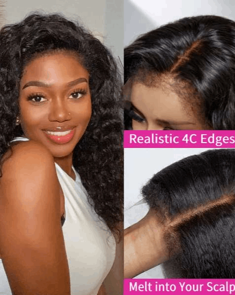 Simidola 4C Edges | 13x4 HD Lace Water Wave Kinky Edges Free Parting Front Wig | Afro Inspired