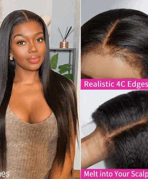 Simidola 4C Edges | 13x4 HD Lace Natural Yaki Kinky Edges Free Parting Front Wig | Afro Inspired