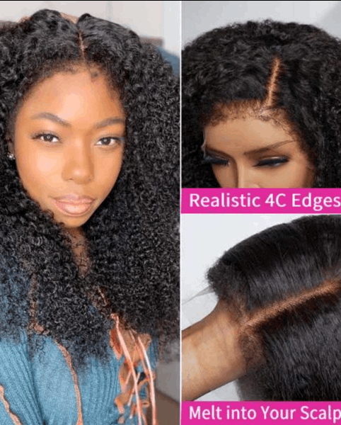 Simidola 4C Edges | 13x4 HD Lace Realistic Afro Kinky Edges Free Parting Front Wig | Afro Inspired