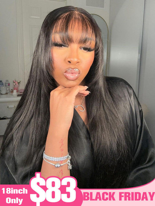 Limited Flash Sale |Simidola Glueless Straight Hair No Lace Wig with Bangs