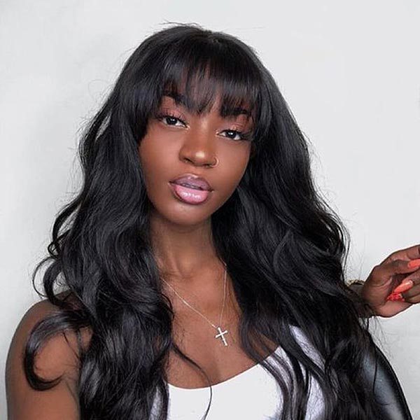 Simidola Gorgeous 4x4 Tranparent Lace Glueless Body Wave Wig With Curtain Bangs | Put On & Go