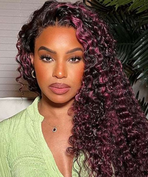 Simidola 13x4 HD Lace Valeria Violet Tails Highlight Deep Wave Front Wig | Limited Design