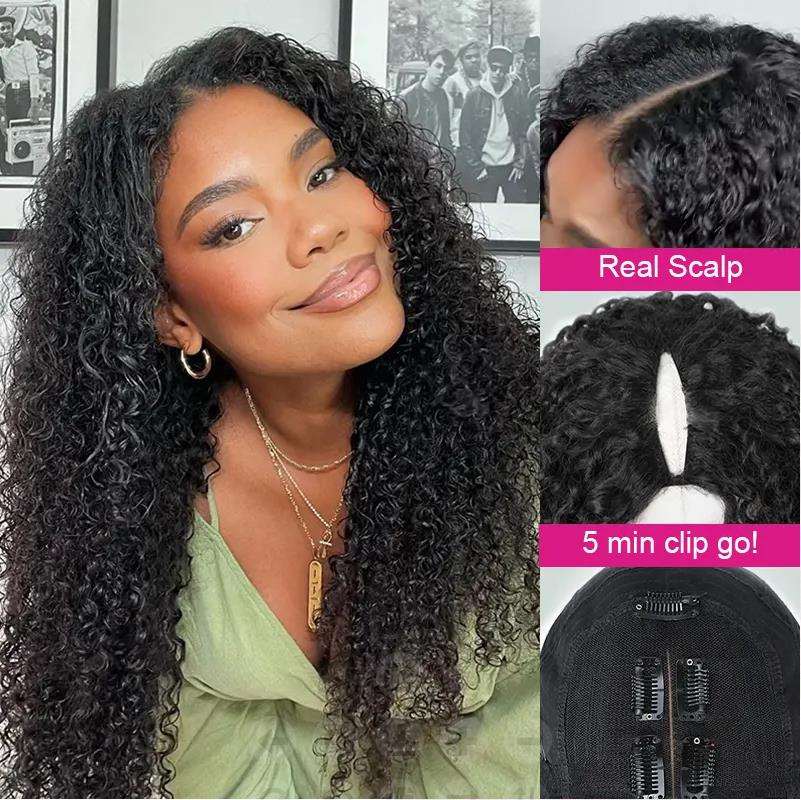 Simidola V Part Kinky Curly Beginner Friendly No Leave Out Human Hair Wig