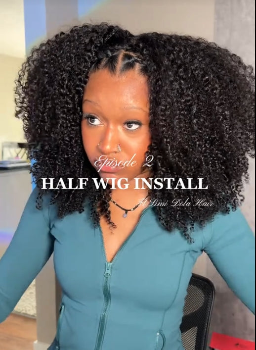 @zakaiyahhh Same 20inch Simidola Glueless Afro Curly 3 In 1 Half Wig Drawstring Band Wear Go Wig Invisible Hairline