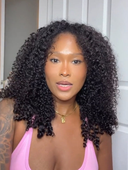 @chrissytooreal Same 20inch Kinky Curly 3 In 1 Half Wig Drawstring Band Wear Go Wig
