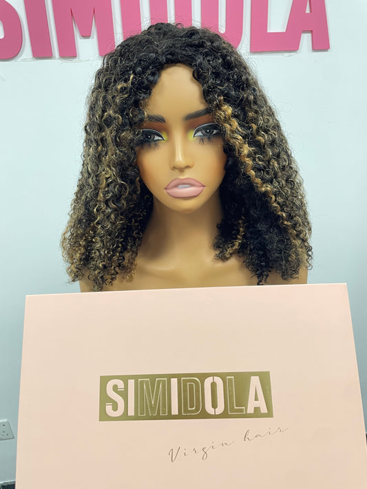 Simidola Half Wig Human Hair Kinky Curly  Wig 18 inches