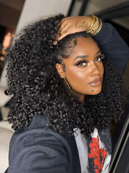 New In|Simidola Glueless Water Wave 3 In 1 Half Wig Drawstring Band Wear Go Wig Invisible Hairline
