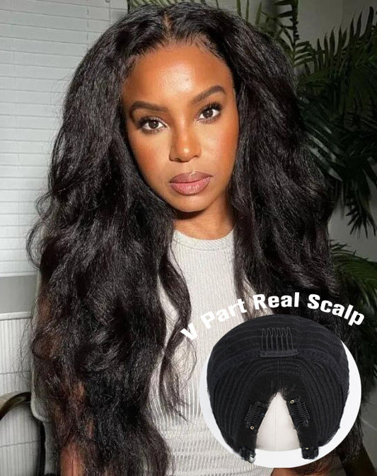 Simidola Beginner Friendly V Part Kinky Straight Human Hair Wig