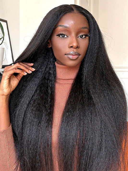 Simidola Pre-bleached 7x5 Pre-cut Pre-plucked Kinky Straight Wear Go Glueless Wig