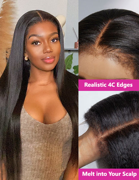 Simidola 4C Edges | 13x4 Lace Natural Yaki Kinky Edges Hair Wig