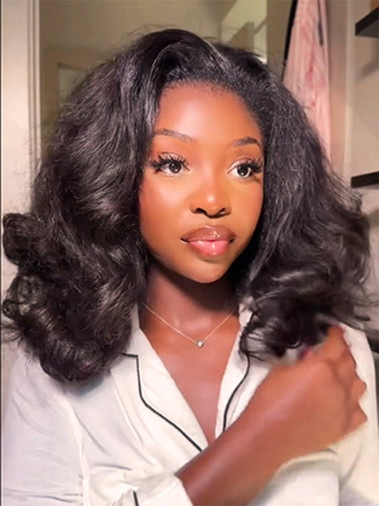 New In|Simidola Glueless Kinky Straight 3 In 1 Half Wig Drawstring Band Wear Go Wig Invisible Hairline
