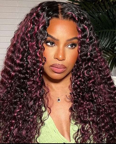 Simidola 13x4 HD Lace Valeria Violet Tails Highlight Deep Wave Front Wig | Limited Design