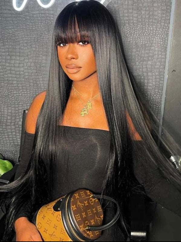 Simidola Undetectable 5x5 HD Lace Yaki Straight Ultra Natural Wig With Bangs