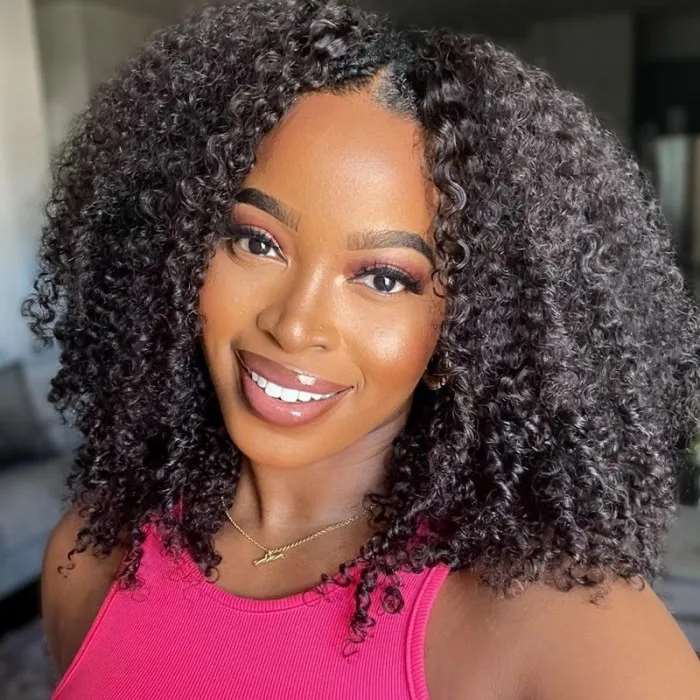 Simidola V Part Kinky Curly Beginner Friendly No Leave Out Human Hair Wig