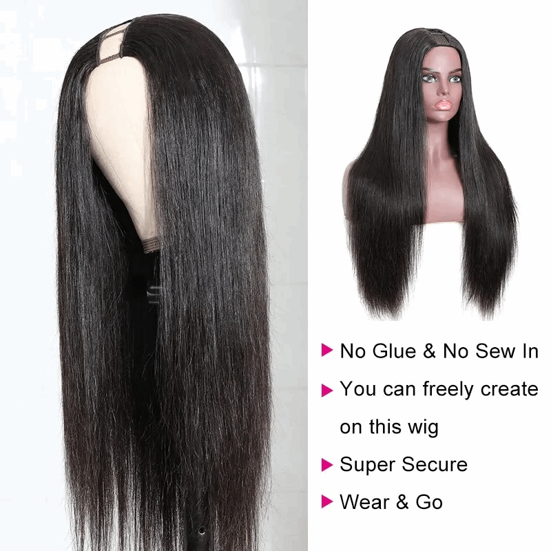 Simidola Glueless U Part Straight Hair Wig