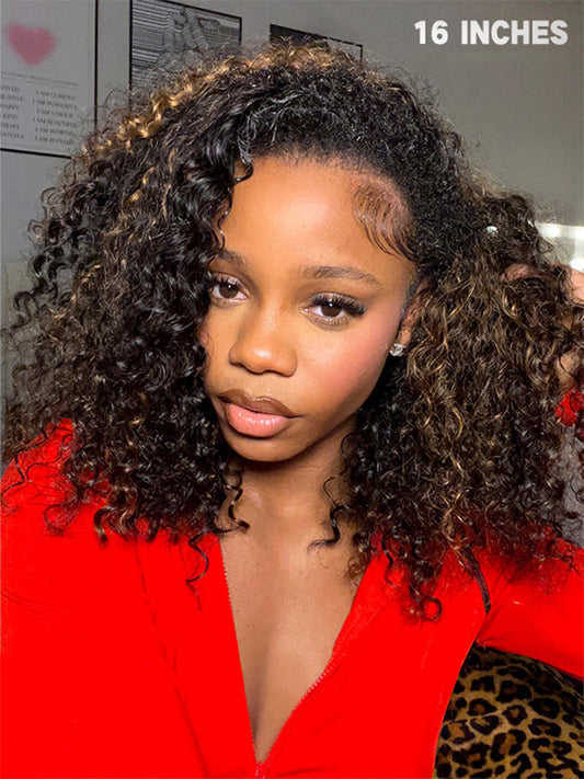 Pre-Sale|Simidola Glueless 3 In 1 Half Wig Highlight Brown Water Wave Half Wig Draw-strings Flip Over Wig