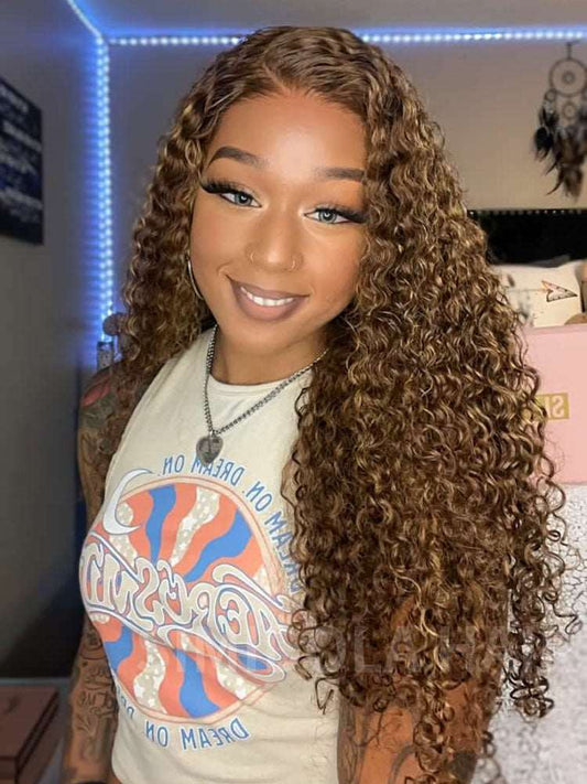 @lovelydream26 Same 26 inches Highlight Brown Deep Curly Wig