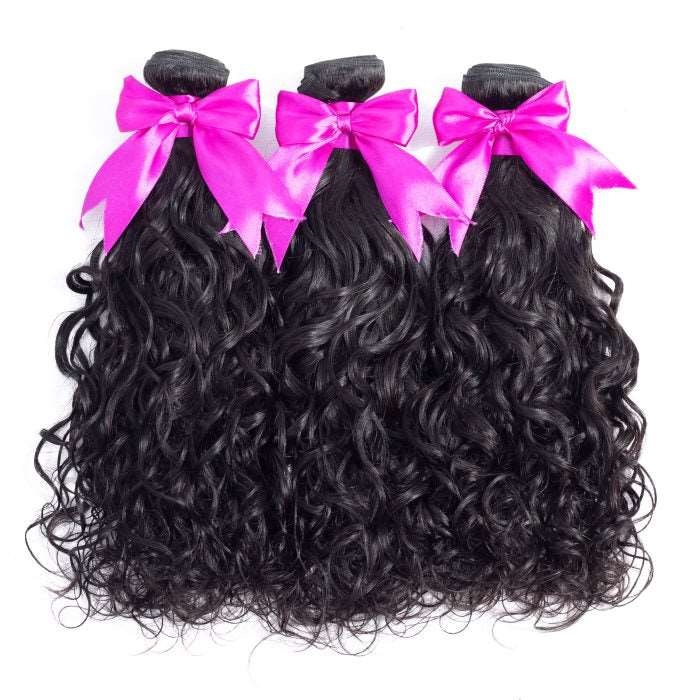 Simidola 3Pcs Natural Wave Bundles with 4x4 Closure 10A Grade 100% Human Virgin Hair