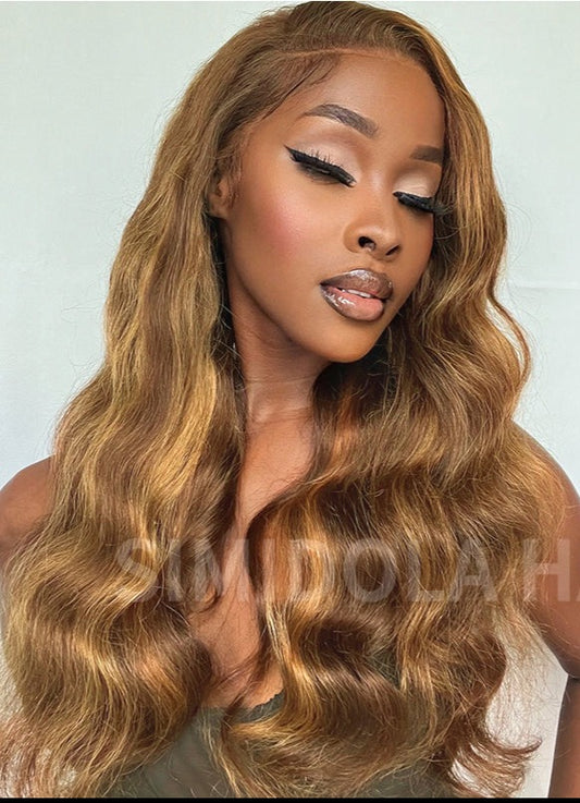 Simidola 4x4/13x4 Honey Blonde Highlight Body Wave Lace Front Wig