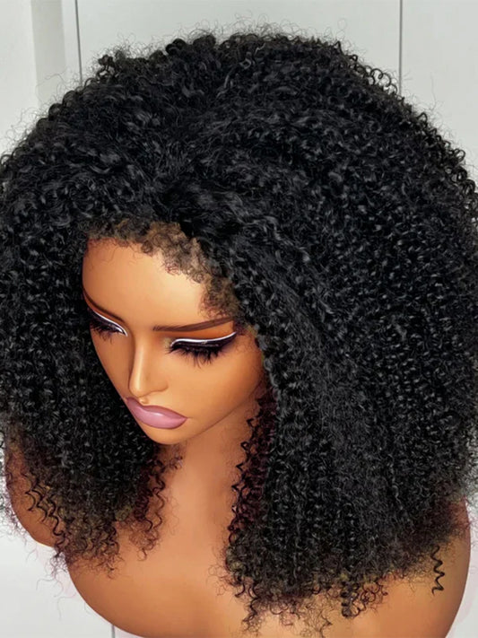 New In|Simidola Glueless Curly Edges Afro Curly Drawstring Half Wig Invisible Hairline Flip Over Wig