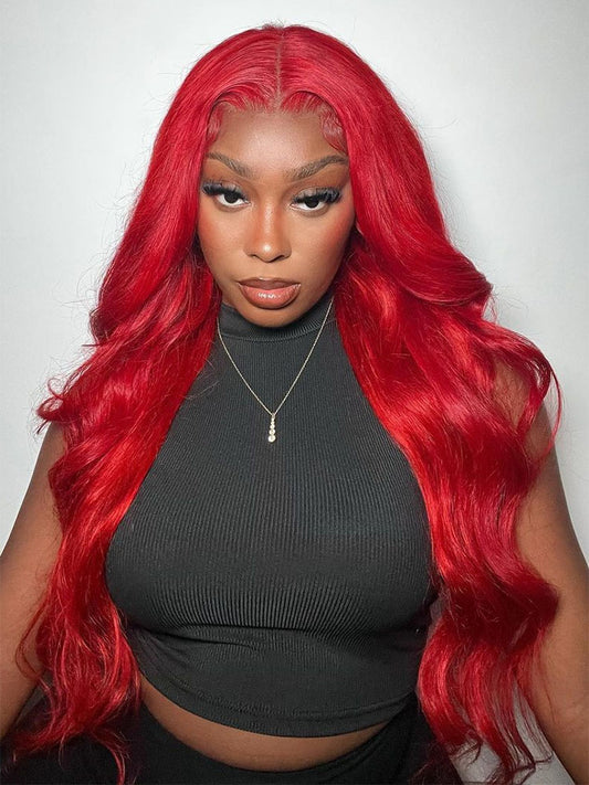 Simidola Red Color 4x4/13x4 Body Wave Hair Lace Front Wigs