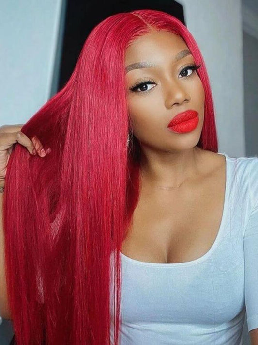 Simidola Red Color 4x4/13x4 Straight Hair Lace Front Wigs