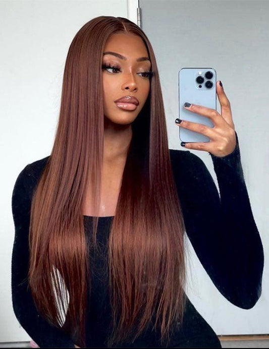 Simidola Reddish Brown 4x4/13x4 Lace Front Straight Hair Wig