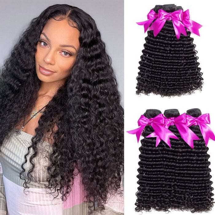 Simidola 3Pcs 10A Deep Wave Best Virgin Human Hair Bundles