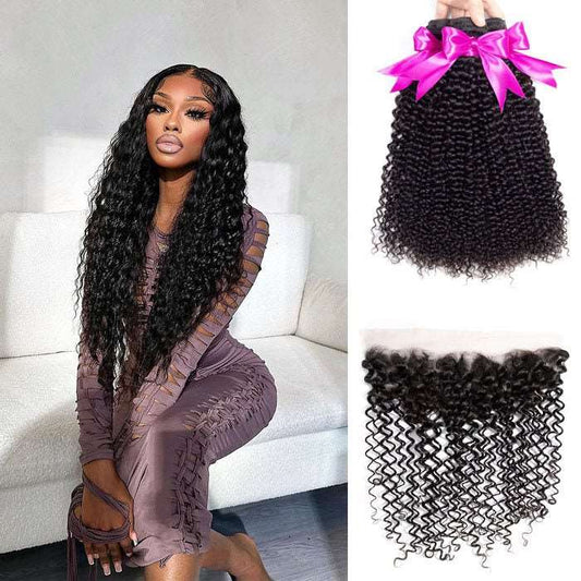 Simidola 3Pcs Water Wave Bundles with 13x4 Frontal 10A Grade 100% Human Virgin Hair