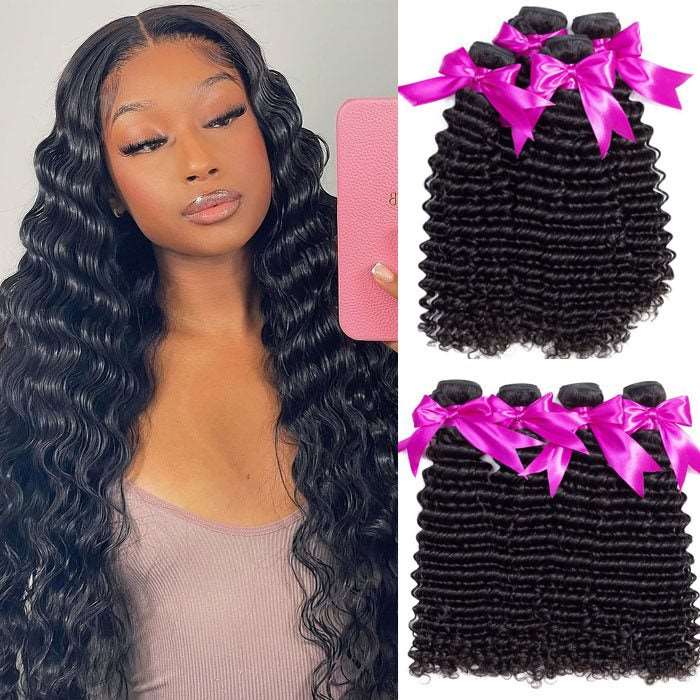 Simidola 4Pcs 10A Deep Wave Best Virgin Human Hair Bundles