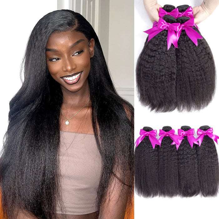 Simidola 4Pcs 10A Kinky Straight Best Virgin Human Hair Bundles