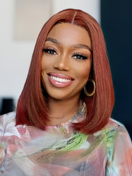 Simidola Dark Copper Red Straight Frontal Bob Wig