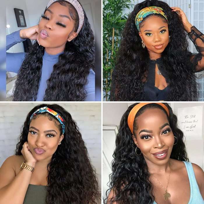 Simidola Glueless  Water Wave Headband Human Hair Wig