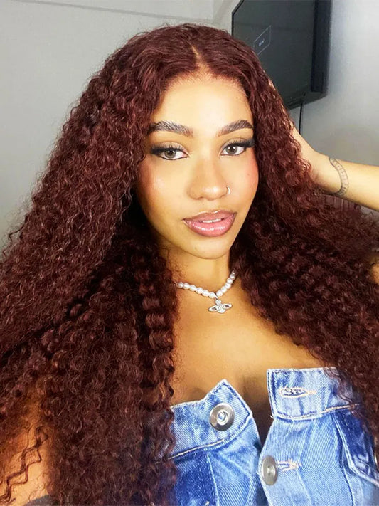 @baddiella Same 24 Inch Reddish Brown Wear Go 4x6 Lace Kinky Curly Wig