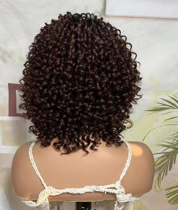 Simidola 4x4 HD Lace Ombre Brown Bouncy Curly Glueless Closure Wig