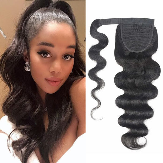 Simidola Wrap-around Ponytail Extension Hair Body Wave Ponytail With Clip In 100% Human Hair