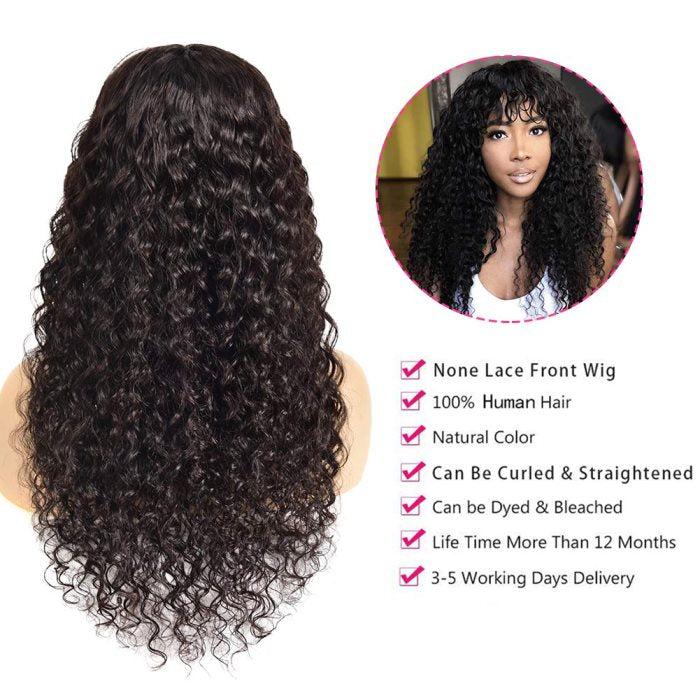 Simidola Weave Wig Water Wave Fringe Sew In Wig with Bangs