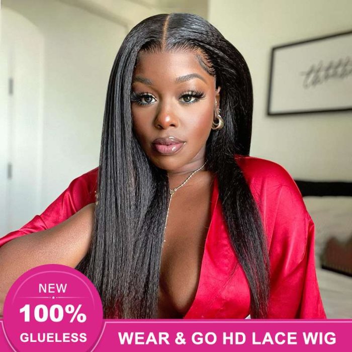 Simidola Pre Cut 13x4 HD Lace Kinky Straight Wear & Go Glueless Lace Front Wig Beginner Friendly