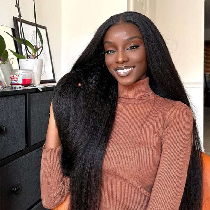 Simidola Pre Cut 13x4 HD Lace Kinky Straight Wear & Go Glueless Lace Front Wig Beginner Friendly