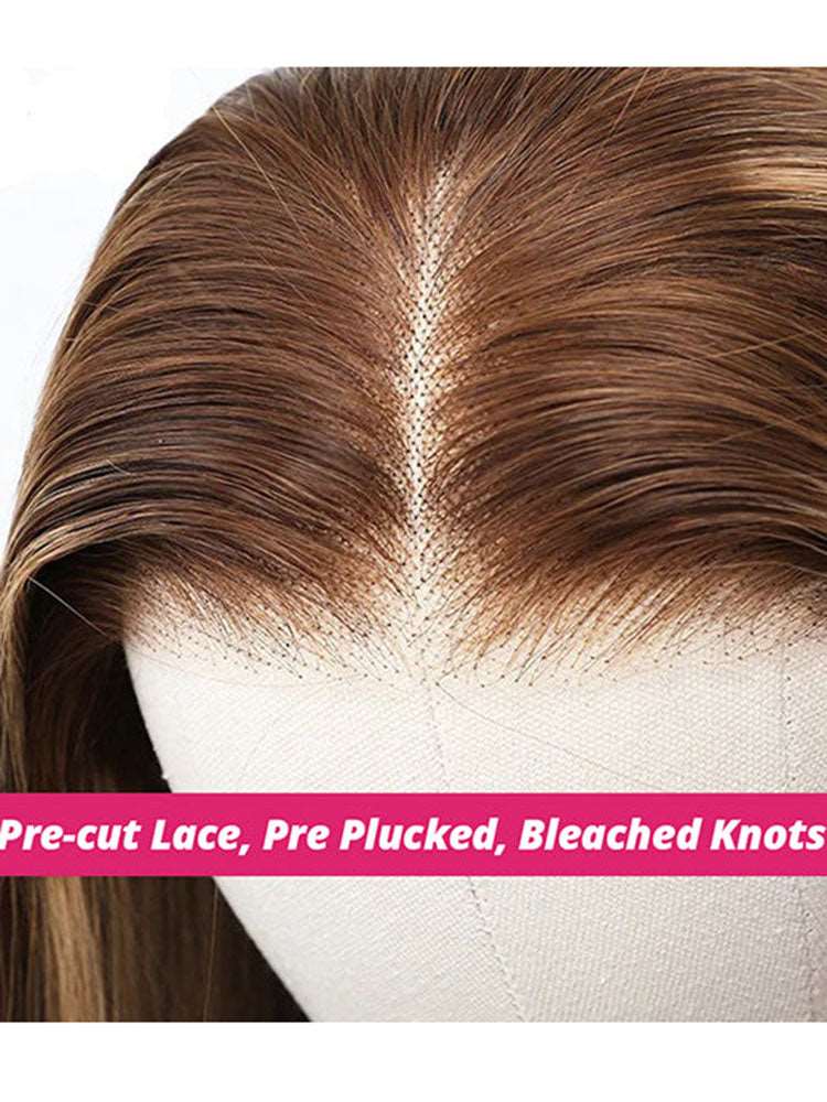 Pre-Plucked | Simidola Highlight Brown Wear Go 4x6 Lace Kinky Straight Wig