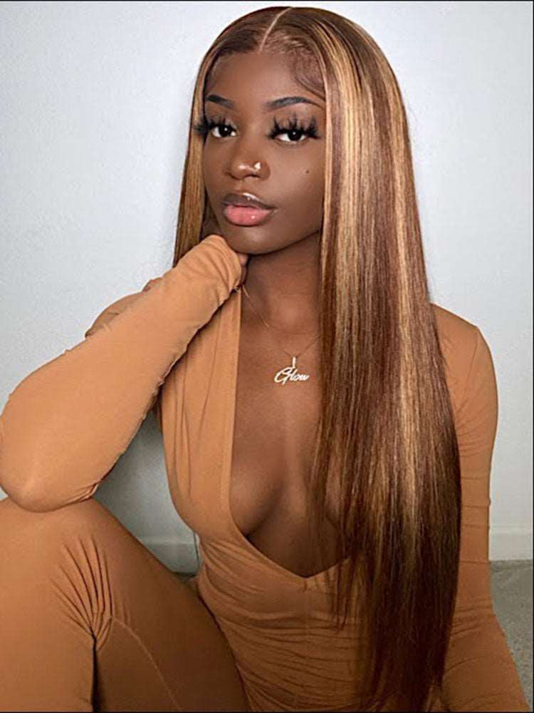 Pre-Plucked | Simidola Highlight Brown Wear Go 4x6 Lace Straight Hair Wig