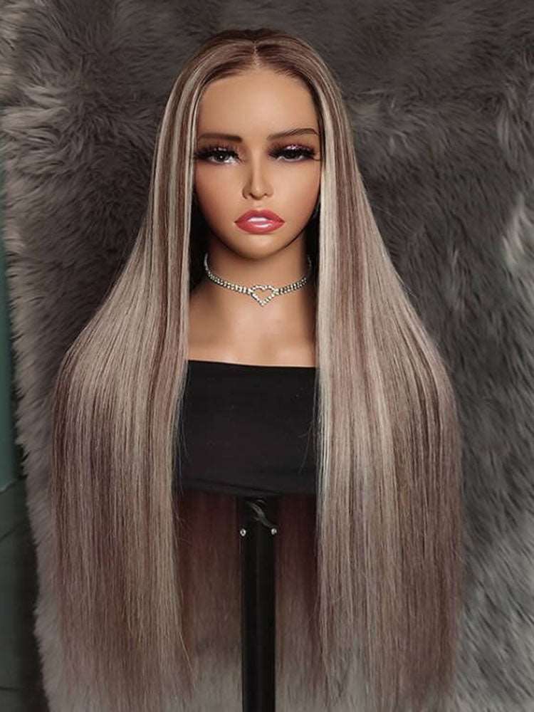 Simidola P4/613 Ash Blonde Highlight 4x4/13x4 Straight Hair Wigs