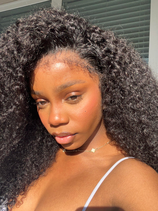 @jadathedream Same 24inch Type 4C Kinky Edges Human Hair Wigs Kinky Curly 13x4 Lace Frontal Wig With Realistic Hairline