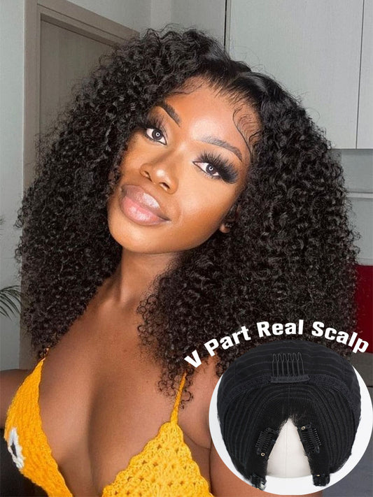 Simidola V Part Kinky Curly Beginner Friendly Human Hair Wig