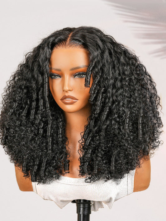 Pre-Style 250% Density Curly Glueless Wigs Ready To Go 7x5 Pre-Cut HD Lace Wig Pre-Plucked