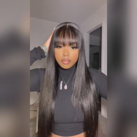 Simidola Undetectable 5x5 Lace Yaki Straight Ultra Natural Wig With Bangs