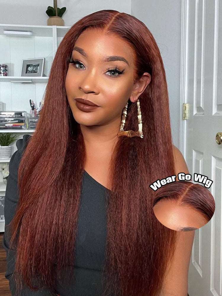 Pre-Plucked | Simidola Reddish Brown Wear Go 4x6 Lace Kinky Straight Hair Wig