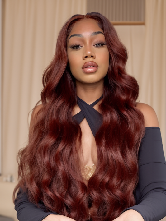 Simidola Reddish Brown Body Wave Lace Front Wig