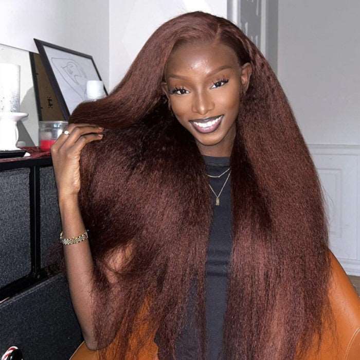 Pre-Plucked | Simidola Reddish Brown Wear & Go Glueless 4x6 Lace Kinky Straight Hair Wig