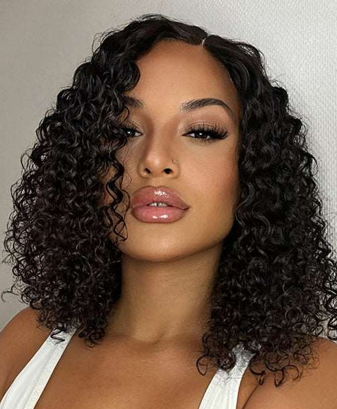 Simidola 4x4 Transparent Lace Deep Curly Heavy Density Bob Wig